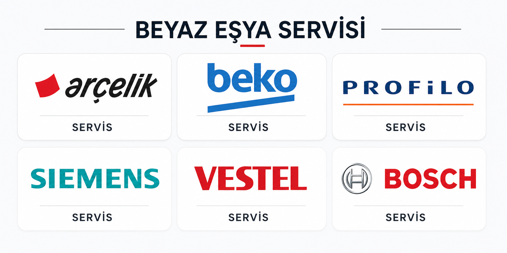 Bolu Beyaz Eşya Servisi Markaları - Arçelik, Beko, Profilo, Siemens, Vestel, Bosch