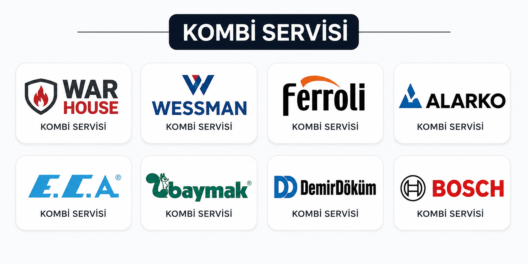 Bolu Kombi Servisi Markaları - Baymak, DemirDöküm, Bosch, Ferroli, ECA, Alarko, Wessman, War House